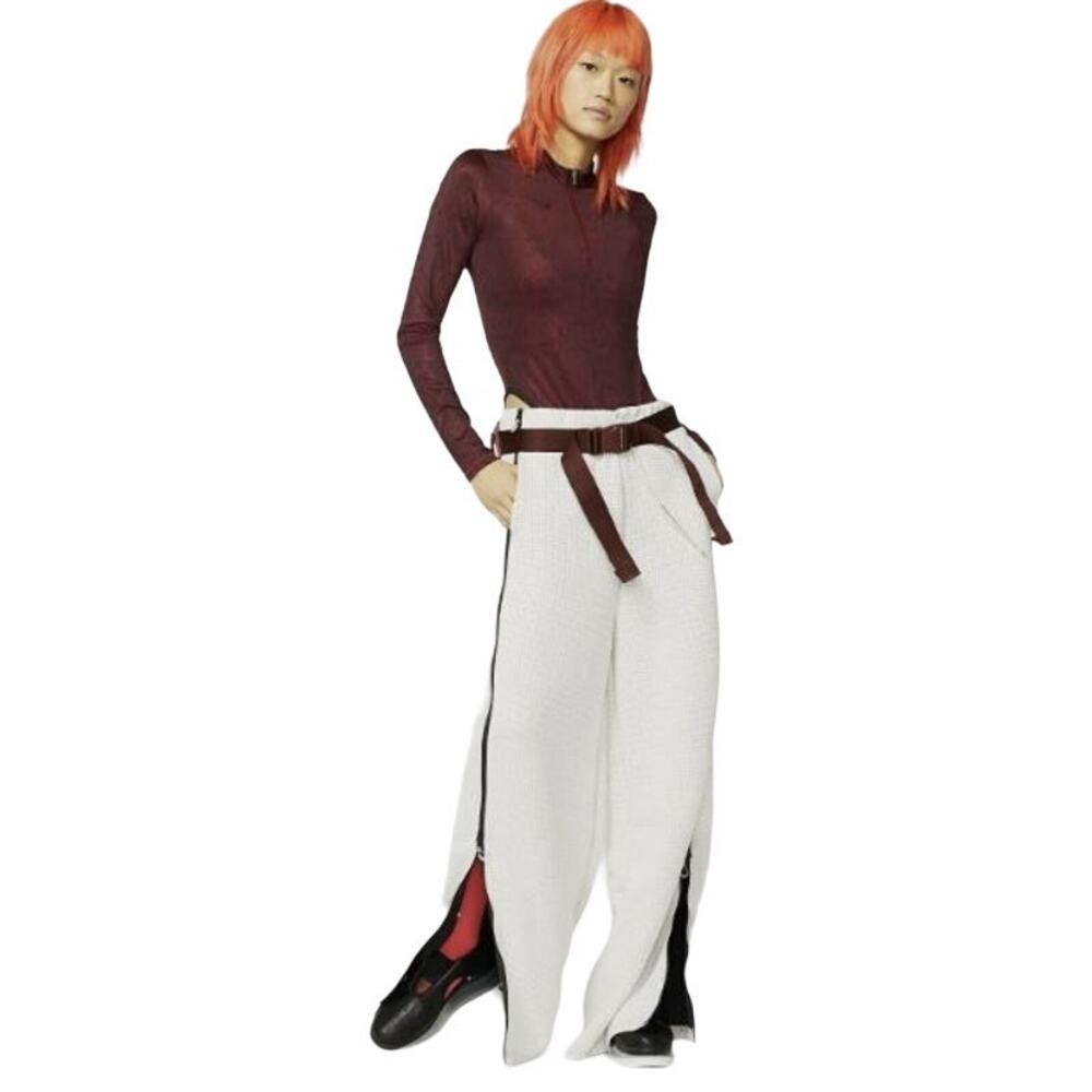 Nike City Women’s S Long Ready Light Bone/Black Wide Leg Fleece‎ Pants - Picture 2 of 14
